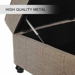 Promo 😍 Adeco Square Storage Ottoman Bench, Button-Tufted Hinged Lid Beige 👍 -Adeco Shop Adeco Square Storage Ottoman Bench2C Button Tufted Hinged Lid 12