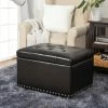 Best deal 🎉 Adeco Square Storage Ottoman Bonded Leather Bench Tufted Footstool 🛒 -Adeco Shop Adeco Square Storage Ottoman Bonded Leather Bench Tufted Footstool