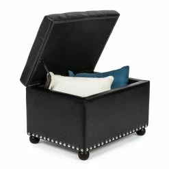 Best deal 🎉 Adeco Square Storage Ottoman Bonded Leather Bench Tufted Footstool 🛒 -Adeco Shop Adeco Square Storage Ottoman Bonded Leather Bench Tufted Footstool 5