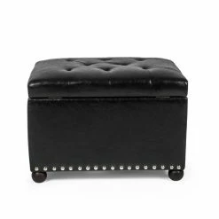 Best deal 🎉 Adeco Square Storage Ottoman Bonded Leather Bench Tufted Footstool 🛒 -Adeco Shop Adeco Square Storage Ottoman Bonded Leather Bench Tufted Footstool 8