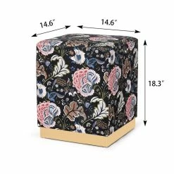 Brand new 🎉 Adeco Square Velvet Ottoman Upholstered Stool Vanity Gold Plating Base Palm ⭐ -Adeco Shop Adeco Square Velvet Ottoman Upholstered Stool Vanity Gold Plating Base 11