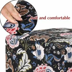 Brand new 🎉 Adeco Square Velvet Ottoman Upholstered Stool Vanity Gold Plating Base Palm ⭐ -Adeco Shop Adeco Square Velvet Ottoman Upholstered Stool Vanity Gold Plating Base 12