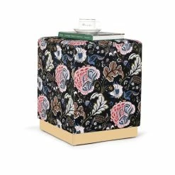 Brand new 🎉 Adeco Square Velvet Ottoman Upholstered Stool Vanity Gold Plating Base Palm ⭐ -Adeco Shop Adeco Square Velvet Ottoman Upholstered Stool Vanity Gold Plating Base 14