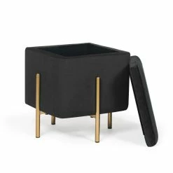 Promo ⭐ Adeco Square Velvet Storage Ottoman Multi-Function Vanity Footrest Orange 🌟 -Adeco Shop Adeco Square Velvet Storage Ottoman Multi Function Vanity Footrest 12