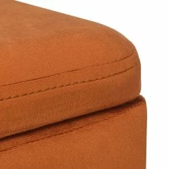 Promo ⭐ Adeco Square Velvet Storage Ottoman Multi-Function Vanity Footrest Orange 🌟 -Adeco Shop Adeco Square Velvet Storage Ottoman Multi Function Vanity Footrest 5