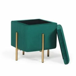 Coupon 👍 Adeco Square Velvet Storage Ottoman Multi-Function Vanity Footstool Green Apple 🛒 -Adeco Shop Adeco Square Velvet Storage Ottoman Multi Function Vanity Footstool 11