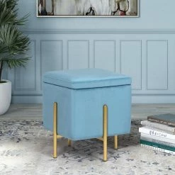 Coupon 👍 Adeco Square Velvet Storage Ottoman Multi-Function Vanity Footstool Green Apple 🛒