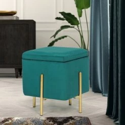 Coupon 👍 Adeco Square Velvet Storage Ottoman Multi-Function Vanity Footstool Green Apple 🛒 -Adeco Shop Adeco Square Velvet Storage Ottoman Multi Function Vanity Footstool 7