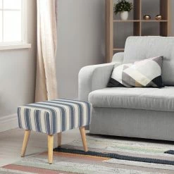 Brand new ✔️ Adeco Stool Seat-Modern Simple Nordic Stripes-17 Inches Height Ottoman Footrest, Blue Stripes 💯