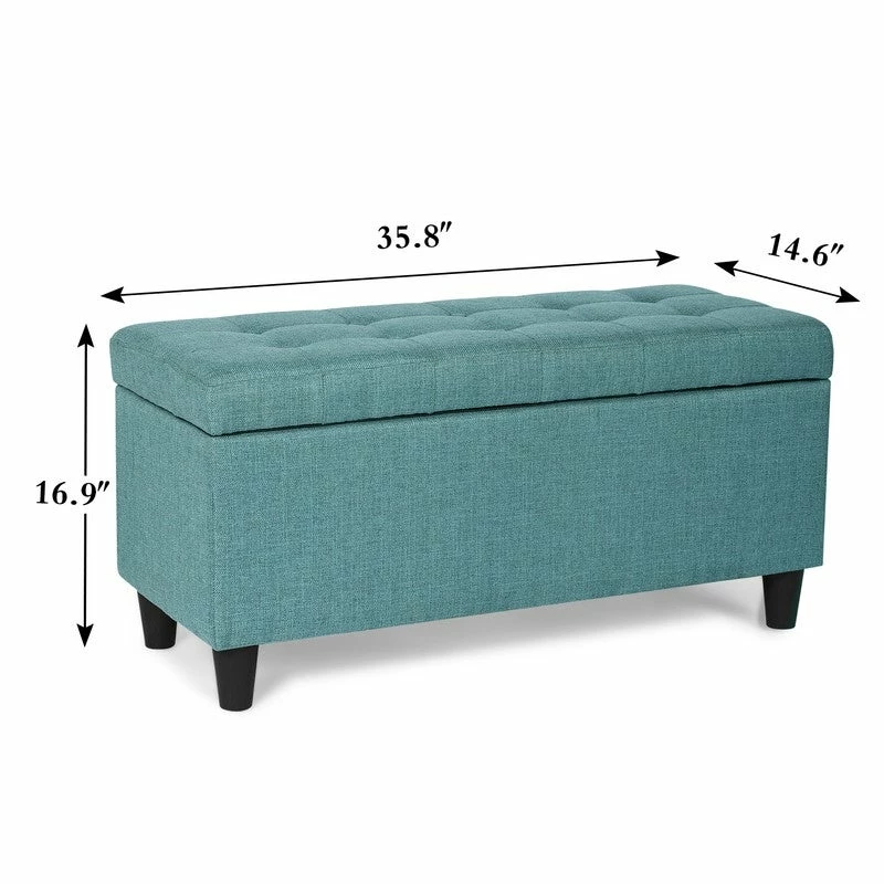 Best Pirce ❤️ Adeco Storage Ottoman Bed Bench Fabric Tufted Upholstered Foot Stool Teal ⭐ 13 Best Pirce ❤️ Adeco Storage Ottoman Bed Bench Fabric Tufted Upholstered Foot Stool Teal ⭐ - Image 11