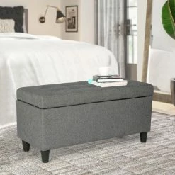 Best Pirce ❤️ Adeco Storage Ottoman Bed Bench Fabric Tufted Upholstered Foot Stool Teal ⭐