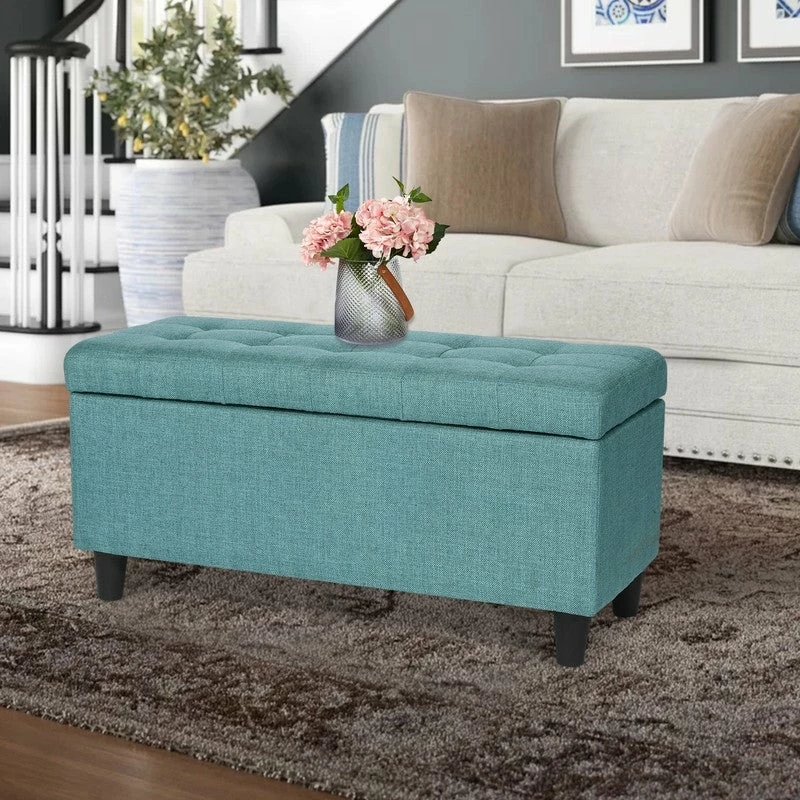 Best Pirce ❤️ Adeco Storage Ottoman Bed Bench Fabric Tufted Upholstered Foot Stool Teal ⭐ 10 Best Pirce ❤️ Adeco Storage Ottoman Bed Bench Fabric Tufted Upholstered Foot Stool Teal ⭐ - Image 8