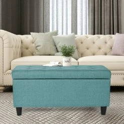 Best Pirce ❤️ Adeco Storage Ottoman Bed Bench Fabric Tufted Upholstered Foot Stool Teal ⭐ 25 Best Pirce ❤️ Adeco Storage Ottoman Bed Bench Fabric Tufted Upholstered Foot Stool Teal ⭐ -Adeco Shop Adeco Storage Ottoman Bed Bench Fabric Tufted Upholstered Foot Stool 8