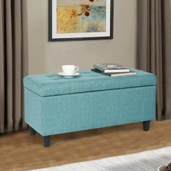 Best Pirce ❤️ Adeco Storage Ottoman Bed Bench Fabric Tufted Upholstered Foot Stool Teal ⭐ 26 Best Pirce ❤️ Adeco Storage Ottoman Bed Bench Fabric Tufted Upholstered Foot Stool Teal ⭐ -Adeco Shop Adeco Storage Ottoman Bed Bench Fabric Tufted Upholstered Foot Stool 9