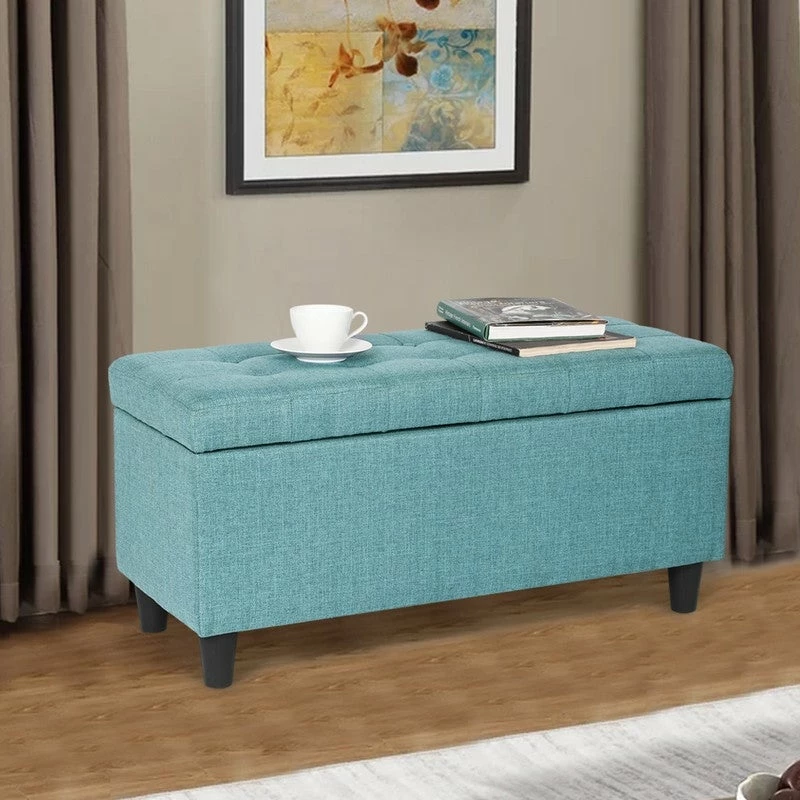 Best Pirce ❤️ Adeco Storage Ottoman Bed Bench Fabric Tufted Upholstered Foot Stool Teal ⭐ 12 Best Pirce ❤️ Adeco Storage Ottoman Bed Bench Fabric Tufted Upholstered Foot Stool Teal ⭐ - Image 10