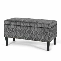 Wholesale 🔥 Adeco Storage Ottoman Bench Fabric Patterned Rectangular Toy Chests Grey 🛒 -Adeco Shop Adeco Storage Ottoman Bench Fabric Patterned Rectangular Toy Chests 11