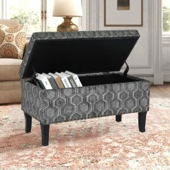 Wholesale 🔥 Adeco Storage Ottoman Bench Fabric Patterned Rectangular Toy Chests Grey 🛒 -Adeco Shop Adeco Storage Ottoman Bench Fabric Patterned Rectangular Toy Chests 12