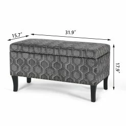 Wholesale 🔥 Adeco Storage Ottoman Bench Fabric Patterned Rectangular Toy Chests Grey 🛒 -Adeco Shop Adeco Storage Ottoman Bench Fabric Patterned Rectangular Toy Chests 13