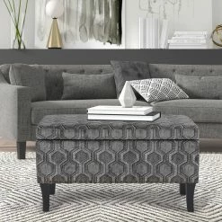 Wholesale 🔥 Adeco Storage Ottoman Bench Fabric Patterned Rectangular Toy Chests Grey 🛒 -Adeco Shop Adeco Storage Ottoman Bench Fabric Patterned Rectangular Toy Chests 14