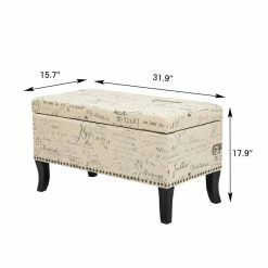Wholesale 🔥 Adeco Storage Ottoman Bench Fabric Patterned Rectangular Toy Chests Grey 🛒 -Adeco Shop Adeco Storage Ottoman Bench Fabric Patterned Rectangular Toy Chests 2