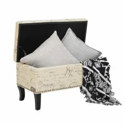 Wholesale 🔥 Adeco Storage Ottoman Bench Fabric Patterned Rectangular Toy Chests Grey 🛒 -Adeco Shop Adeco Storage Ottoman Bench Fabric Patterned Rectangular Toy Chests 3