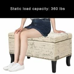 Wholesale 🔥 Adeco Storage Ottoman Bench Fabric Patterned Rectangular Toy Chests Grey 🛒 -Adeco Shop Adeco Storage Ottoman Bench Fabric Patterned Rectangular Toy Chests 4