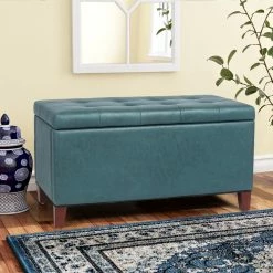 New 🛒 Adeco Storage Ottoman Bench Faux Leather Rectangular Assembly Required ✨