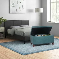 New 🛒 Adeco Storage Ottoman Bench Faux Leather Rectangular Assembly Required ✨ -Adeco Shop Adeco Storage Ottoman Bench Faux Leather Rectangular Assembly Required 3