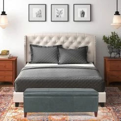 Brand new 🤩 Adeco Storage Ottoman Bench Rectangular Foot Rest Stool Leathaire Fabric Blue 🥰 -Adeco Shop Adeco Storage Ottoman Bench Rectangular Foot Rest Stool Leathaire Fabric 12