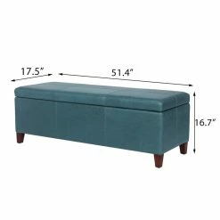 Brand new 🤩 Adeco Storage Ottoman Bench Rectangular Foot Rest Stool Leathaire Fabric Blue 🥰 -Adeco Shop Adeco Storage Ottoman Bench Rectangular Foot Rest Stool Leathaire Fabric 3