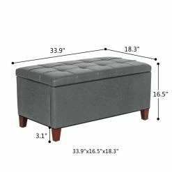 Buy 🔔 Adeco Storage Ottoman Bench Rectangular PU Leather Assembly Required Blue ✨ -Adeco Shop Adeco Storage Ottoman Bench Rectangular PU Leather Assembly Required 13