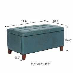 Buy 🔔 Adeco Storage Ottoman Bench Rectangular PU Leather Assembly Required Blue ✨ -Adeco Shop Adeco Storage Ottoman Bench Rectangular PU Leather Assembly Required 4