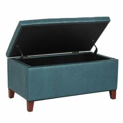 Buy 🔔 Adeco Storage Ottoman Bench Rectangular PU Leather Assembly Required Blue ✨ -Adeco Shop Adeco Storage Ottoman Bench Rectangular PU Leather Assembly Required 6