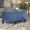 Promo 🔥 Adeco Storage Ottoman Bench Tufted Half Moon Bench (Steelblue) ✔️ -Adeco Shop Adeco Storage Ottoman Bench Tufted Half Moon Bench 28Steelblue29
