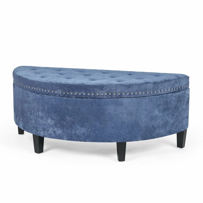 Promo 🔥 Adeco Storage Ottoman Bench Tufted Half Moon Bench (Steelblue) ✔️ 5 Promo 🔥 Adeco Storage Ottoman Bench Tufted Half Moon Bench (Steelblue) ✔️ - Image 3
