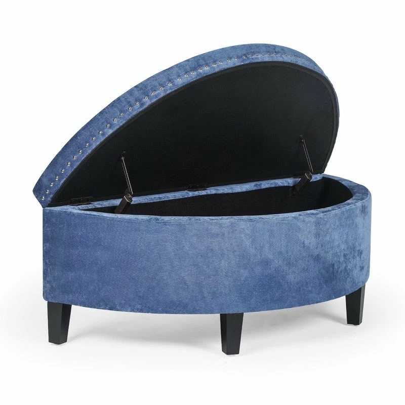 Promo 🔥 Adeco Storage Ottoman Bench Tufted Half Moon Bench (Steelblue) ✔️ 6 Promo 🔥 Adeco Storage Ottoman Bench Tufted Half Moon Bench (Steelblue) ✔️ - Image 4