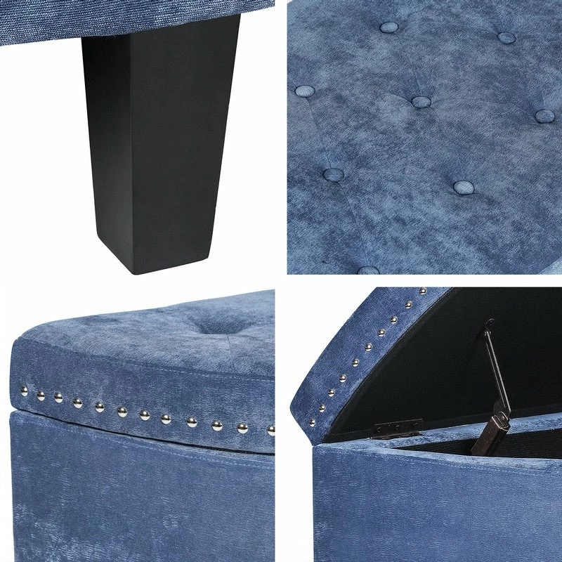 Promo 🔥 Adeco Storage Ottoman Bench Tufted Half Moon Bench (Steelblue) ✔️ 9 Promo 🔥 Adeco Storage Ottoman Bench Tufted Half Moon Bench (Steelblue) ✔️ - Image 7