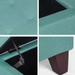 Best Sale 👍 Adeco Storage Ottoman Fabric Bench For Living Room/Bedroom Light Teal 🔥 -Adeco Shop Adeco Storage Ottoman Fabric Bench for Living Room Bedroom Light Teal 2