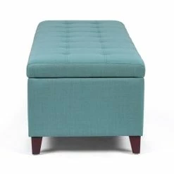 Best Sale 👍 Adeco Storage Ottoman Fabric Bench For Living Room/Bedroom Light Teal 🔥 -Adeco Shop Adeco Storage Ottoman Fabric Bench for Living Room Bedroom Light Teal 3
