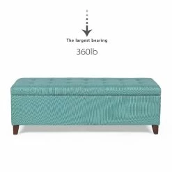 Best Sale 👍 Adeco Storage Ottoman Fabric Bench For Living Room/Bedroom Light Teal 🔥 -Adeco Shop Adeco Storage Ottoman Fabric Bench for Living Room Bedroom Light Teal 5
