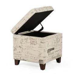 Outlet 👍 Adeco Storage Ottoman Fabric Bench, Rectangular Linen Foot Rest Stool 🔔 -Adeco Shop Adeco Storage Ottoman Fabric Bench2C Rectangular Linen Foot Rest Stool 3