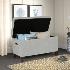 Buy 😀 Adeco Storage Ottoman Fabric Upholstered Bench Hinged Lid Footrest Blue 👍 -Adeco Shop Adeco Storage Ottoman Fabric Upholstered Bench Hinged Lid Footrest 14