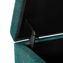 Buy 😀 Adeco Storage Ottoman Fabric Upholstered Bench Hinged Lid Footrest Blue 👍 -Adeco Shop Adeco Storage Ottoman Fabric Upholstered Bench Hinged Lid Footrest 5