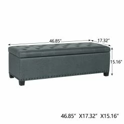 Cheapest ✔️ Adeco Storage Ottoman Faux Leather Button Tufted Bench Rectangle Footrest Blue 🤩 -Adeco Shop Adeco Storage Ottoman Faux Leather Button Tufted Bench Rectangle Footrest 11