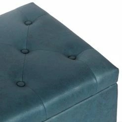 Cheapest ✔️ Adeco Storage Ottoman Faux Leather Button Tufted Bench Rectangle Footrest Blue 🤩 -Adeco Shop Adeco Storage Ottoman Faux Leather Button Tufted Bench Rectangle Footrest 6