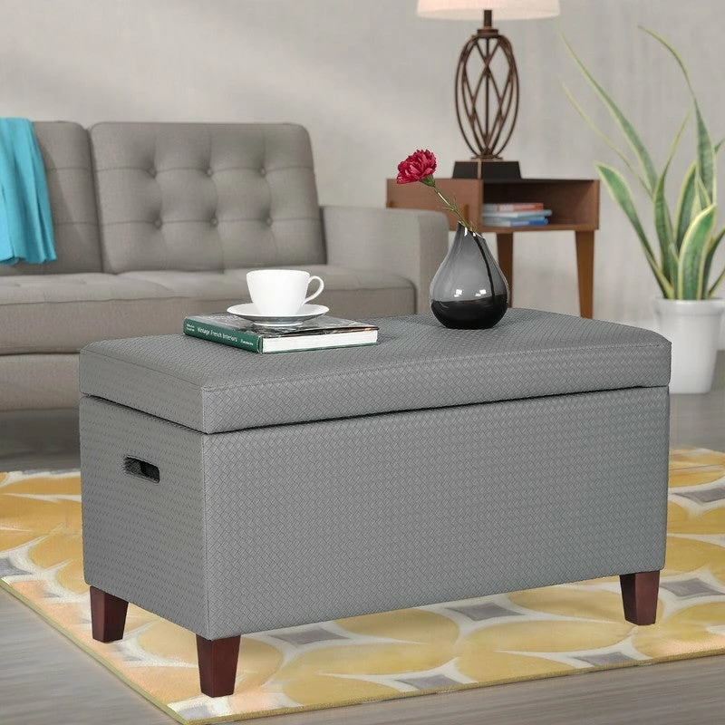 Promo 🛒 Adeco Storage Ottoman Faux Leather Weaving Footrest Stool Long Bench Brown 🤩 14 Promo 🛒 Adeco Storage Ottoman Faux Leather Weaving Footrest Stool Long Bench Brown 🤩 - Image 12