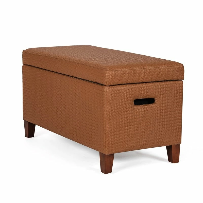 Promo 🛒 Adeco Storage Ottoman Faux Leather Weaving Footrest Stool Long Bench Brown 🤩 7 Promo 🛒 Adeco Storage Ottoman Faux Leather Weaving Footrest Stool Long Bench Brown 🤩 - Image 5