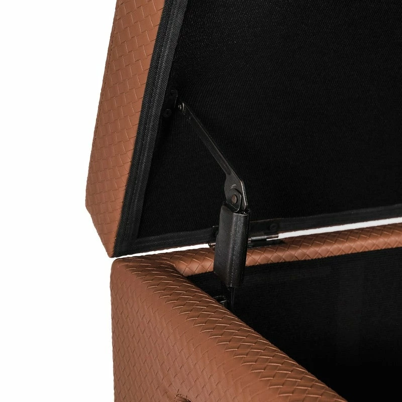 Promo 🛒 Adeco Storage Ottoman Faux Leather Weaving Footrest Stool Long Bench Brown 🤩 8 Promo 🛒 Adeco Storage Ottoman Faux Leather Weaving Footrest Stool Long Bench Brown 🤩 - Image 6