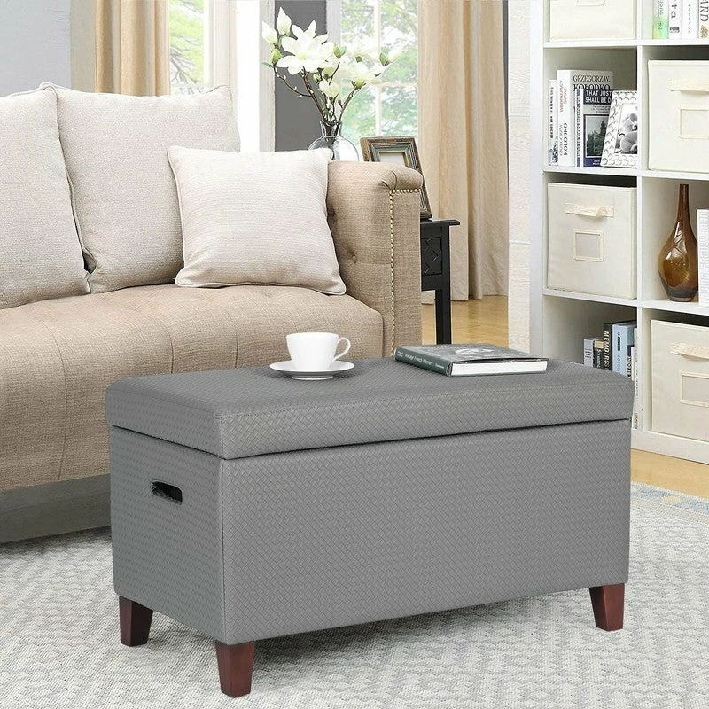 Promo 🛒 Adeco Storage Ottoman Faux Leather Weaving Footrest Stool Long Bench Brown 🤩 12 Promo 🛒 Adeco Storage Ottoman Faux Leather Weaving Footrest Stool Long Bench Brown 🤩 - Image 10