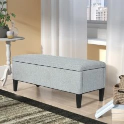 New 👍 Adeco Storage Ottoman Linen Rectangular Entryway End Of Bed Bench DIY Assemble Beige ✔️ -Adeco Shop Adeco Storage Ottoman Linen Rectangular Entryway End of Bed Bench DIY Assemble 13